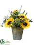 Silk Plants Direct Sunflower, Lavender, Olive - Yellow Green - Pack of 2