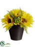 Silk Plants Direct Sunflower, Fern - Yellow - Pack of 12