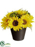 Silk Plants Direct Sunflower, Fern - Yellow - Pack of 6