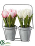 Silk Plants Direct Tulip - Pink White - Pack of 4