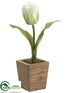 Silk Plants Direct Tulip - White Green - Pack of 12