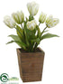 Silk Plants Direct Tulip - White Green - Pack of 4