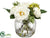 Silk Plants Direct Ranunculus, Rose - White Green - Pack of 6