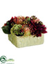 Silk Plants Direct Dahlia, Protea, Sedum - Wine Green - Pack of 2