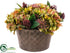Silk Plants Direct Hydrangea, Skimmia - Green Burgundy - Pack of 1