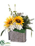 Silk Plants Direct Sunflower, Flower - Yellow Cream - Pack of 4