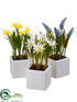 Silk Plants Direct Mini Daisy, Daffodil, Hyacinth - Assorted - Pack of 4