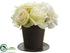 Silk Plants Direct Rose, Hydrangea - Cream Green - Pack of 4