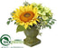 Silk Plants Direct Sunflower, Hydrangea, Bird's - Yellow Green - Pack of 4