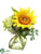 Sunflower, Hydrangea, Bird's Nest Arrangement - Yellow Green - Pack of 4
