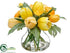 Silk Plants Direct Tulip, Ranunculus - Yellow Two Tone - Pack of 4
