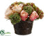Silk Plants Direct Hydrangea, Rose, Sedum - Pink Green - Pack of 4