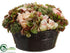 Silk Plants Direct Hydrangea, Rose, Sedum - Pink Green - Pack of 1