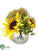 Sunflower, Queen Ann's Lace Arrangement - Yellow Green - Pack of 6