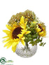 Silk Plants Direct Sunflower, Queen Ann's Lace Arrangement - Yellow Green - Pack of 6