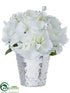 Silk Plants Direct Rose, Hydrangea, Pearl Arrangement - White Pearl - Pack of 4