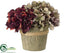 Silk Plants Direct Hydrangea - Eggplant Olive Green - Pack of 4