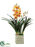 Silk Plants Direct Cymbidium Orchid Plant - Apricot Orange - Pack of 1