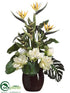 Silk Plants Direct Tropical Flower Arrangement - Green Yellow - Pack of 1