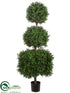 Silk Plants Direct Boxwood Ball Square Column Topiary - Green Two Tone - Pack of 1