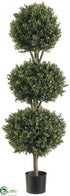 Silk Plants Direct Boxwood Triple Ball Topiary - Green Two Tone - Pack of 1