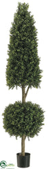 Silk Plants Direct Boxwood Cone Ball Topiary - Green Two Tone - Pack of 1