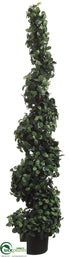 Silk Plants Direct Citrus Leaf Spiral Topiary - Green Two Tone - Pack of 2