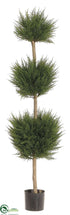 Silk Plants Direct Cypress Triple Ball Topiary - Green - Pack of 2