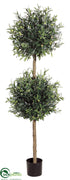 Silk Plants Direct Olive Double Ball Topiary - Green Two Tone - Pack of 2