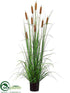 Silk Plants Direct Cattail Plant - Brown Green - Pack of 4