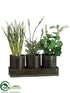 Silk Plants Direct Onion Grass, Lavender, Basil - Green - Pack of 4