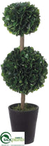 Silk Plants Direct Boxwood Double Ball Topiary - Green - Pack of 2