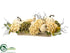 Silk Plants Direct Pumpkin, Hydrangea Centerpiece - Beige Green - Pack of 1