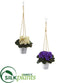 Silk Plants Direct African Violet Artificial Plant in Hanging Bucket - Purple White - Pack of 2