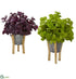 Silk Plants Direct Basil Artificial Plant in Tin Planter with Legs - Pack of 2