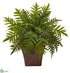 Silk Plants Direct Hares Foot Fern Artificial Plant in Brown Planter - Pack of 1