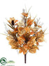 Silk Plants Direct Gold Glitter Grape Leaf, Lace Leaf Bush - Gold Autumn - Pack of 12