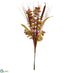 Silk Plants Direct Eucalyptus, Cattail Grass, Faux Feather Bush - Green Burgundy - Pack of 6