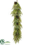 Silk Plants Direct Fern, Grass,  Boxwood Garland - Green Burgundy - Pack of 2