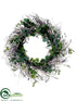 Silk Plants Direct Eucalyptus, Berry Wreath - Green Lavender - Pack of 2