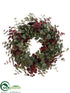 Silk Plants Direct Eucalyptus Wreath - Green Burgundy - Pack of 2