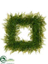 Silk Plants Direct Leather Fern, Tea Leaf Square Wreath - Green - Pack of 2