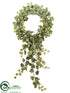 Silk Plants Direct Ivy Wreath - Green Frosted - Pack of 2