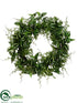 Silk Plants Direct Wandering Jew/Lace Fern Wreath - Green Two Tone - Pack of 4