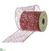 Silk Plants Direct Glittered Mesh Ribbon - Red White - Pack of 6