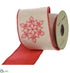 Silk Plants Direct Embroidery Snowflake Ribbon - Red Beige - Pack of 6