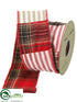 Silk Plants Direct Plaid, Stripe Ribbon - Red Green - Pack of 6