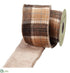Silk Plants Direct Plaid Ribbon - Brown Beige - Pack of 6