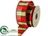 Silk Plants Direct Dupion Stripe Ribbon - Red Green - Pack of 6