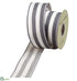 Silk Plants Direct Stripe Linen Ribbon - Gray White - Pack of 6